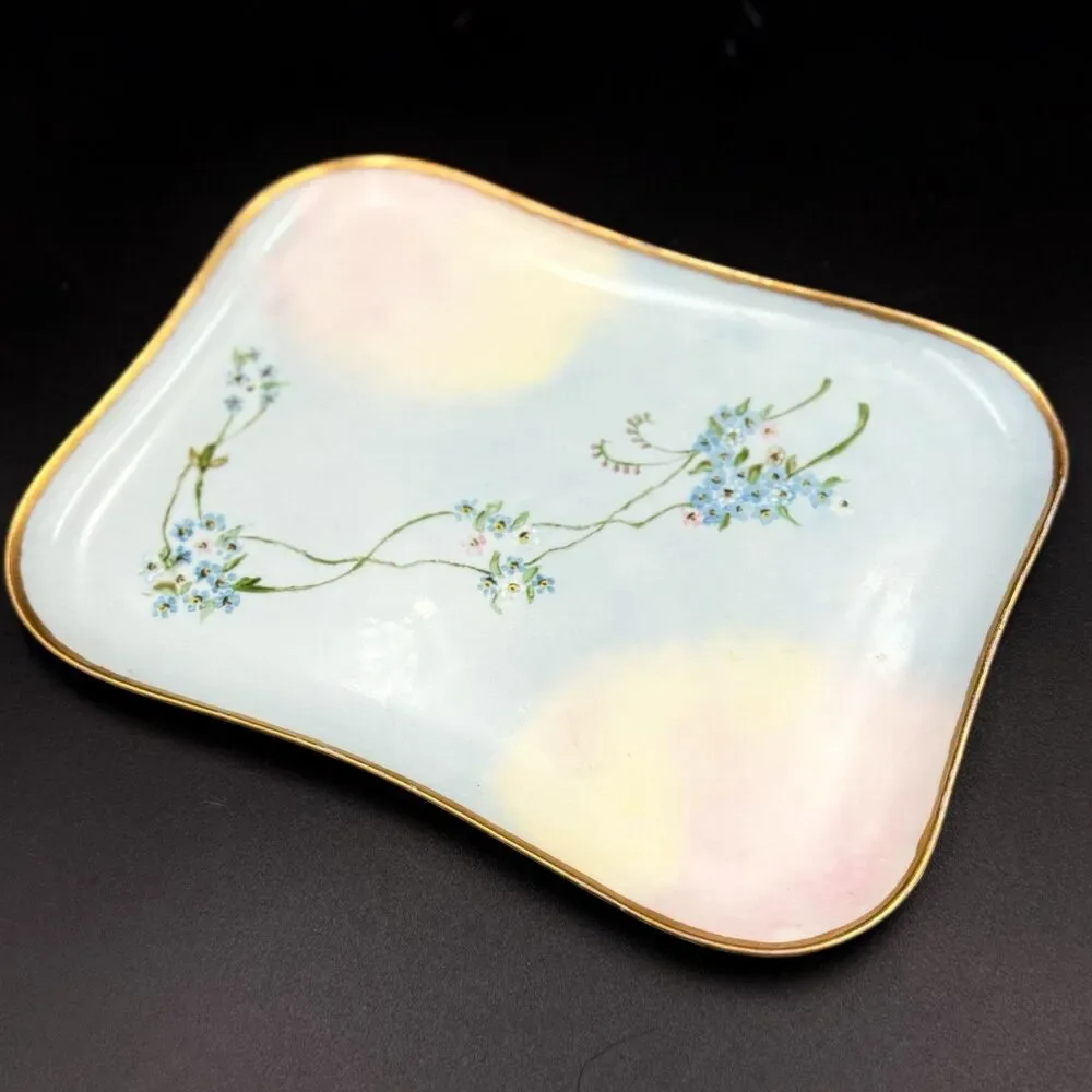 Antique French Limoges Hand Painted Vanity Tray Signed Authentic Limoges